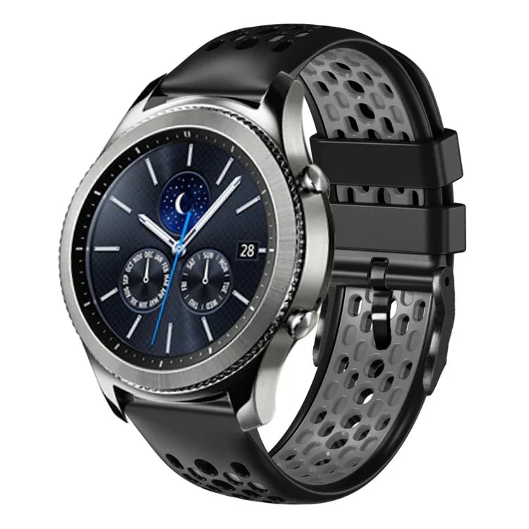 Dây đồng hồ silicone thoáng khí hai màu 22mm, dành cho Samsung Galaxy Watch3 45mm, Samsung Galaxy Watch 46mm, Samsung Gear S3 Classic, Samsung Gear S3 Frontier
