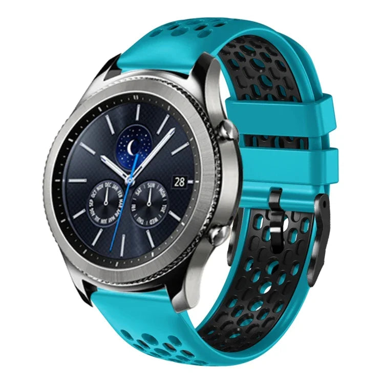 Dây đồng hồ silicone thoáng khí hai màu 22mm, dành cho Samsung Galaxy Watch3 45mm, Samsung Galaxy Watch 46mm, Samsung Gear S3 Classic, Samsung Gear S3 Frontier
