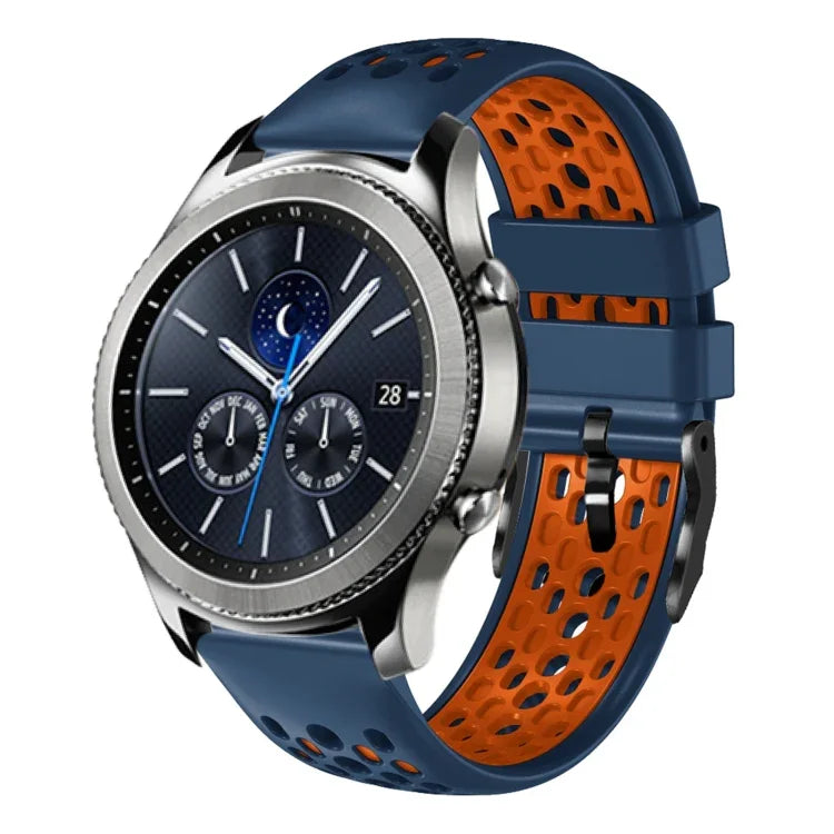 Dây đồng hồ silicone thoáng khí hai màu 22mm, dành cho Samsung Galaxy Watch3 45mm, Samsung Galaxy Watch 46mm, Samsung Gear S3 Classic, Samsung Gear S3 Frontier