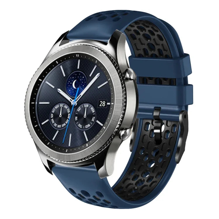 Dây đồng hồ silicone thoáng khí hai màu 22mm, dành cho Samsung Galaxy Watch3 45mm, Samsung Galaxy Watch 46mm, Samsung Gear S3 Classic, Samsung Gear S3 Frontier