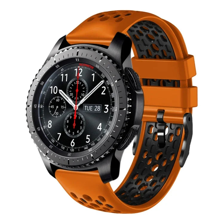 Dây đồng hồ silicone thoáng khí hai màu 22mm, dành cho Samsung Galaxy Watch3 45mm, Samsung Galaxy Watch 46mm, Samsung Gear S3 Classic, Samsung Gear S3 Frontier