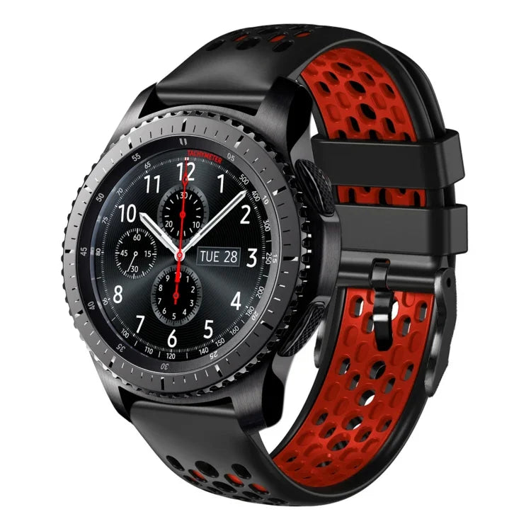 Dây đồng hồ silicone thoáng khí hai màu 22mm, dành cho Samsung Galaxy Watch3 45mm, Samsung Galaxy Watch 46mm, Samsung Gear S3 Classic, Samsung Gear S3 Frontier