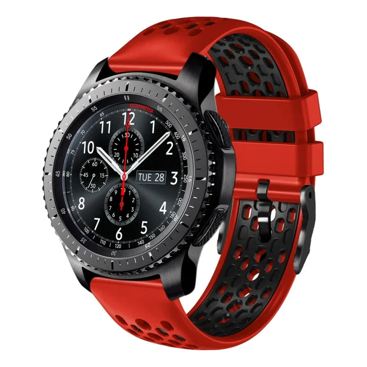 Dây đồng hồ silicone thoáng khí hai màu 22mm, dành cho Samsung Galaxy Watch3 45mm, Samsung Galaxy Watch 46mm, Samsung Gear S3 Classic, Samsung Gear S3 Frontier
