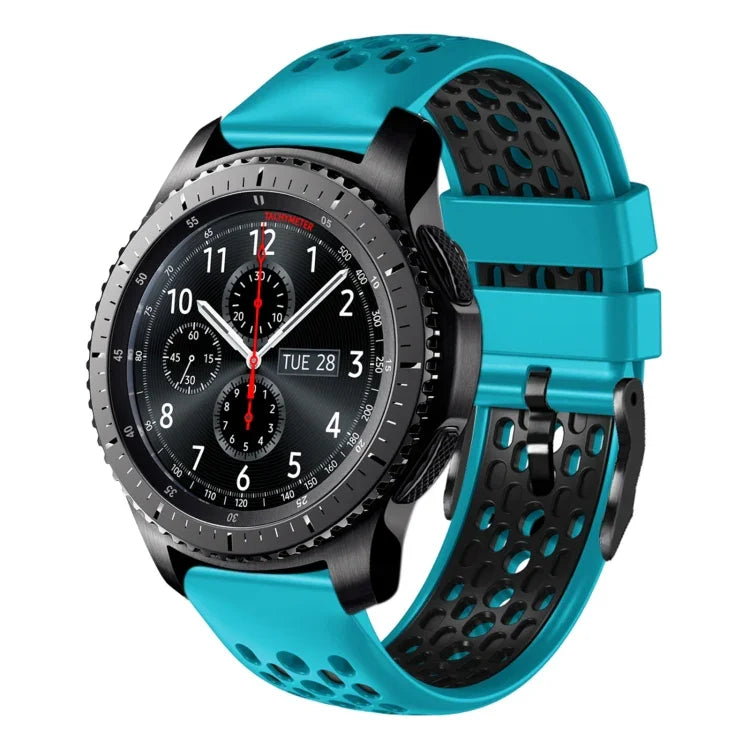 Dây đồng hồ silicone thoáng khí hai màu 22mm, dành cho Samsung Galaxy Watch3 45mm, Samsung Galaxy Watch 46mm, Samsung Gear S3 Classic, Samsung Gear S3 Frontier