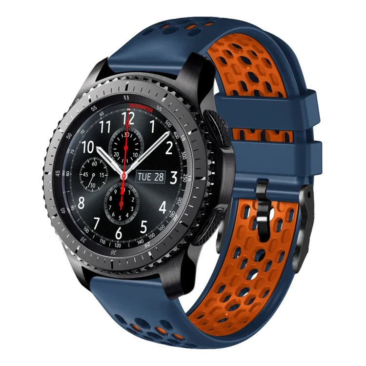 Dây đồng hồ silicone thoáng khí hai màu 22mm, dành cho Samsung Galaxy Watch3 45mm, Samsung Galaxy Watch 46mm, Samsung Gear S3 Classic, Samsung Gear S3 Frontier
