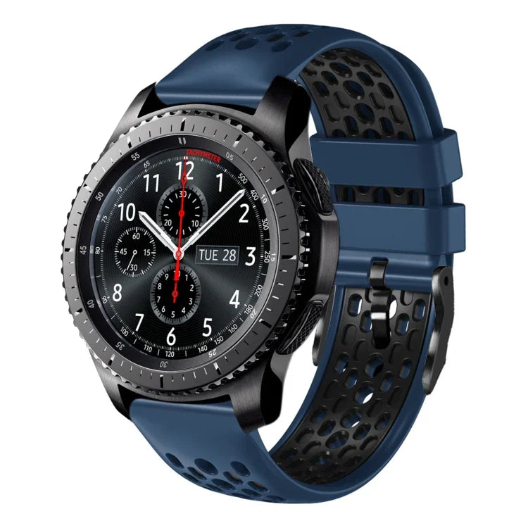 Dây đồng hồ silicone thoáng khí hai màu 22mm, dành cho Samsung Galaxy Watch3 45mm, Samsung Galaxy Watch 46mm, Samsung Gear S3 Classic, Samsung Gear S3 Frontier