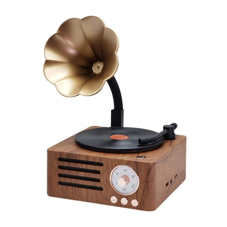 Loa để bàn không dây Bluetooth T15 Vinyl Atomic phong cách Retro, màu gỗ