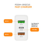 Bộ sạc nhanh đa cổng 45W PD3.0 + 2 x QC3.0 USB, phích cắm US, phích cắm US
