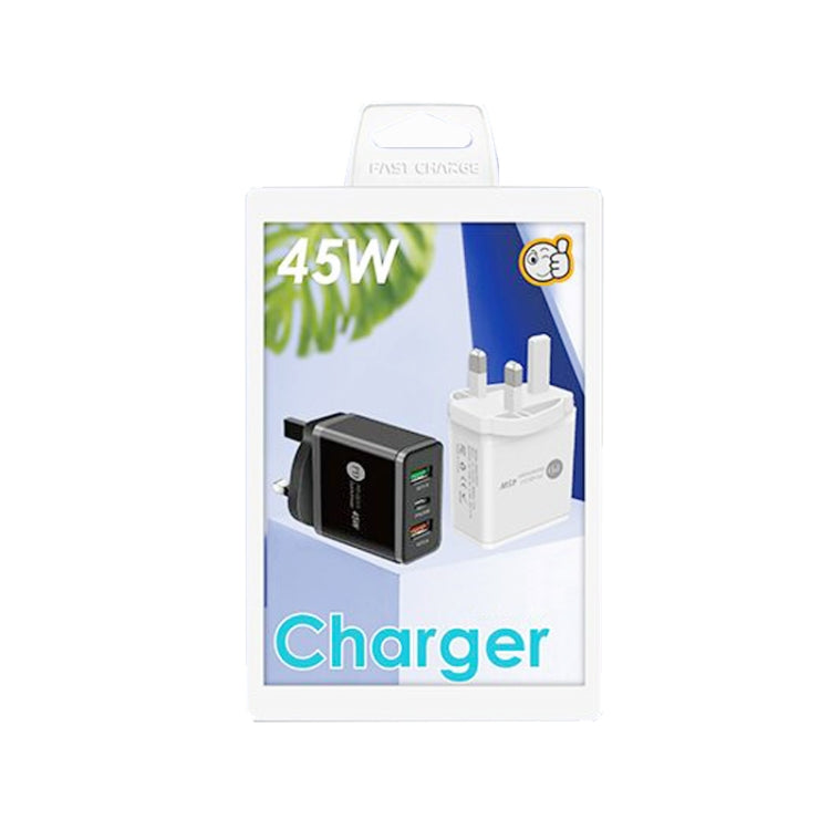 Sạc nhanh đa cổng USB 45W PD3.0 + 2 x QC3.0, phích cắm UK, phích cắm UK