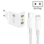 Sạc đa cổng USB 45W PD3.0 + 2 x QC3.0 kèm cáp Type-C sang 8 Pin, phích cắm EU, phích cắm EU + cáp Type-C sang 8 Pin