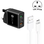 Bộ sạc đa cổng USB 45W PD25W + 2 x QC3.0 kèm cáp USB to Type-C, phích cắm UK, phích cắm UK + cáp USB to Type-C