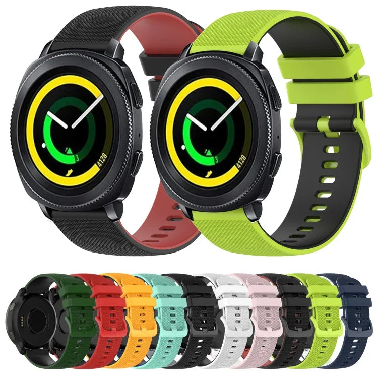 Dây đồng hồ silicone hai màu caro 20mm, dành cho Samsung Gear Sport, dành cho Samsung Gear S2 Classic