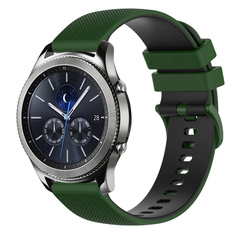 Dây đồng hồ silicone hai màu caro 22mm, dành cho Samsung Galaxy Watch3 45mm, dành cho Samsung Galaxy Watch 46mm, dành cho Samsung Gear S3 Classic, dành cho Samsung Gear S3 Frontier