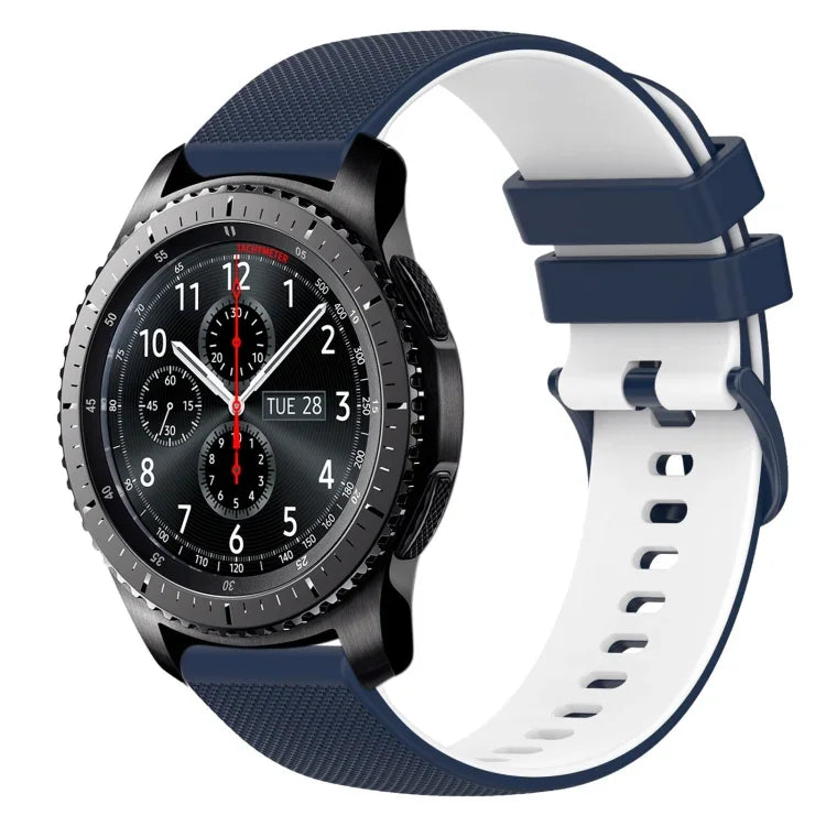 Dây đồng hồ silicone hai màu caro 22mm, dành cho Samsung Galaxy Watch3 45mm, dành cho Samsung Galaxy Watch 46mm, dành cho Samsung Gear S3 Classic, dành cho Samsung Gear S3 Frontier