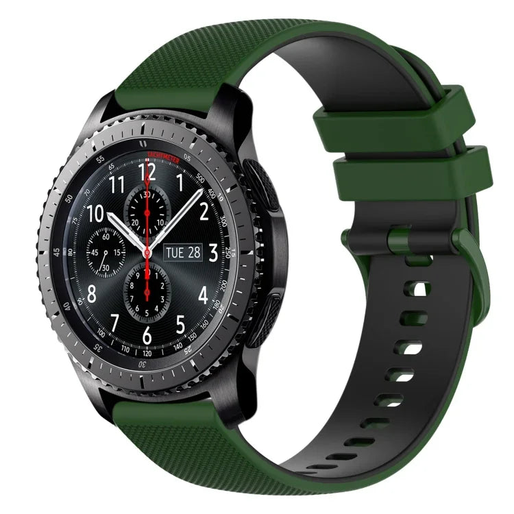 Dây đồng hồ silicone hai màu caro 22mm, dành cho Samsung Galaxy Watch3 45mm, dành cho Samsung Galaxy Watch 46mm, dành cho Samsung Gear S3 Classic, dành cho Samsung Gear S3 Frontier