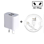 Bộ sạc USB mini hai cổng với cáp dữ liệu USB sang 8 Pin, phích cắm AU, phích cắm AU + cáp 8 Pin