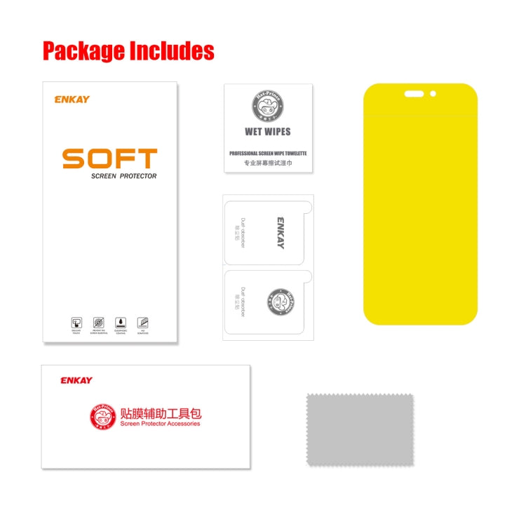 Miếng dán hydrogel chống nổ keo toàn phần ENKAY cho iPhone 14 Pro, Dành cho iPhone 14 Pro (1 cái), Dành cho iPhone 14 Pro (2 cái), Dành cho iPhone 14 Pro (5 cái), Dành cho iPhone 14 Pro (10 cái)