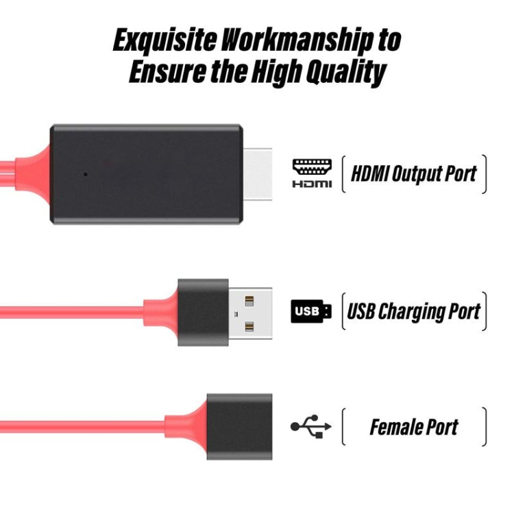 Cáp chuyển đổi USB sang HDMI 1080P, cáp USB đực + USB cái sang HDMI đực 1080P HDTV để chiếu màn hình điện thoại/máy tính bảng và chia sẻ phát trực tiếp