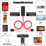 Cáp chuyển đổi USB sang HDMI 1080P, cáp USB đực + USB cái sang HDMI đực 1080P HDTV để chiếu màn hình điện thoại/máy tính bảng và chia sẻ phát trực tiếp