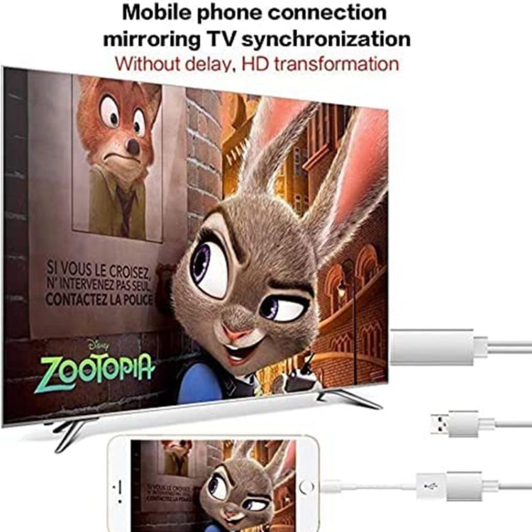 Cáp chuyển đổi USB sang HDMI 1080P, cáp USB đực + USB cái sang HDMI đực 1080P HDTV để chiếu màn hình điện thoại/máy tính bảng và chia sẻ phát trực tiếp