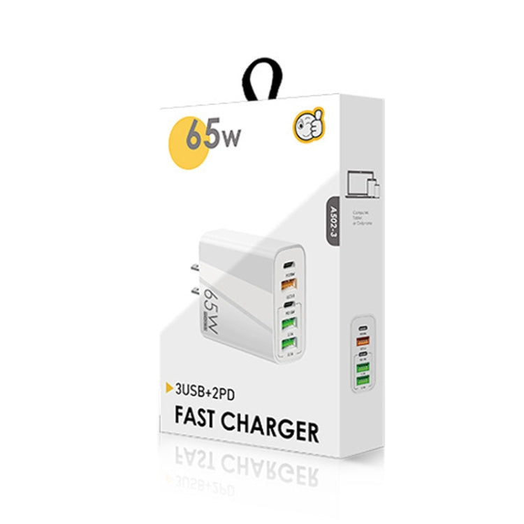 Sạc đa cổng 65W Dual PD Type-C + 3 x USB cho điện thoại và máy tính bảng, phích cắm US, phích cắm US