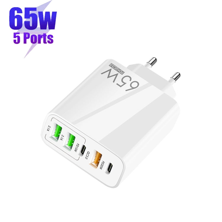 Sạc đa cổng 65W Dual PD Type-C + 3 x USB cho điện thoại và máy tính bảng, phích cắm EU, phích cắm EU