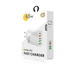 Sạc đa cổng 65W Dual PD Type-C + 3 x USB cho điện thoại và máy tính bảng, phích cắm EU, phích cắm EU