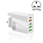 Sạc đa cổng 65W Dual PD Type-C + 3 x USB cho điện thoại và máy tính bảng, phích cắm UK, phích cắm UK