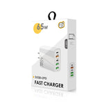 Sạc đa cổng 65W Dual PD Type-C + 3 x USB kèm cáp dữ liệu Type-C to Type-C 3A, phích cắm US, phích cắm US + cáp Type-C to Type-C