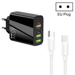 Bộ sạc đa cổng 65W Dual PD Type-C + 3 x USB kèm cáp dữ liệu Type-C to Type-C 3A, phích cắm US, phích cắm EU + cáp Type-C to Type-C