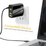 Sạc đa cổng 65W Dual PD Type-C + 3 x USB kèm cáp dữ liệu 3A USB sang 8 Pin, phích cắm UK, phích cắm UK + cáp USB sang 8 Pin