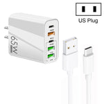 Sạc đa cổng 65W Dual PD Type-C + 3 x USB kèm cáp dữ liệu USB to Type-C 3A, phích cắm US, phích cắm US + cáp USB to Type-C
