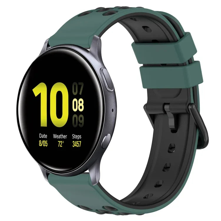Dây đồng hồ silicone hai màu có lỗ thoáng 20mm, Dành cho Samsung Galaxy Watch Active2 44mm, Dành cho Samsung Galaxy Watch 42mm