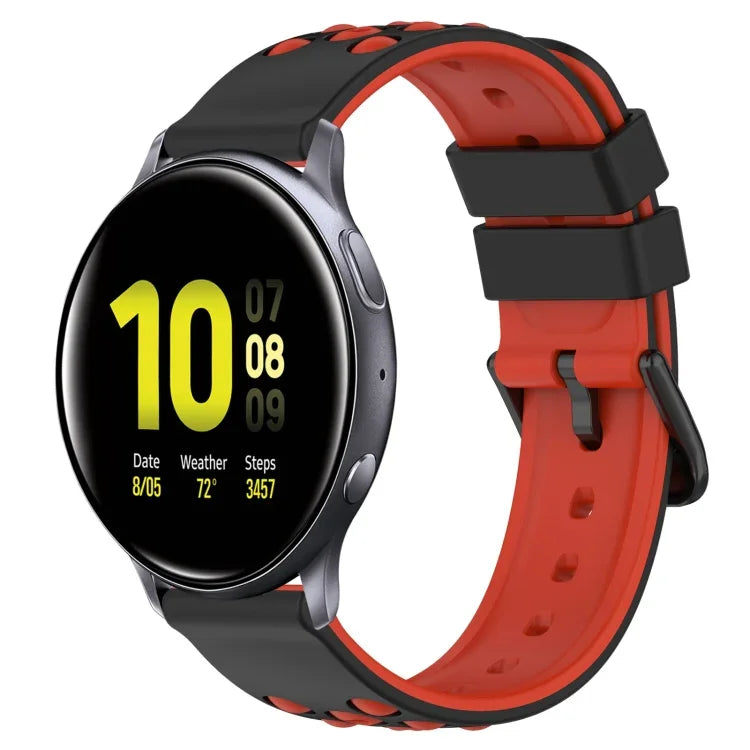 Dây đồng hồ silicone hai màu có lỗ thoáng 20mm, Dành cho Samsung Galaxy Watch Active2 44mm, Dành cho Samsung Galaxy Watch 42mm