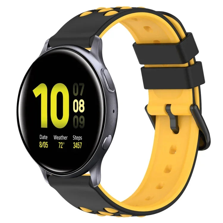 Dây đồng hồ silicone hai màu có lỗ thoáng 20mm, Dành cho Samsung Galaxy Watch Active2 44mm, Dành cho Samsung Galaxy Watch 42mm