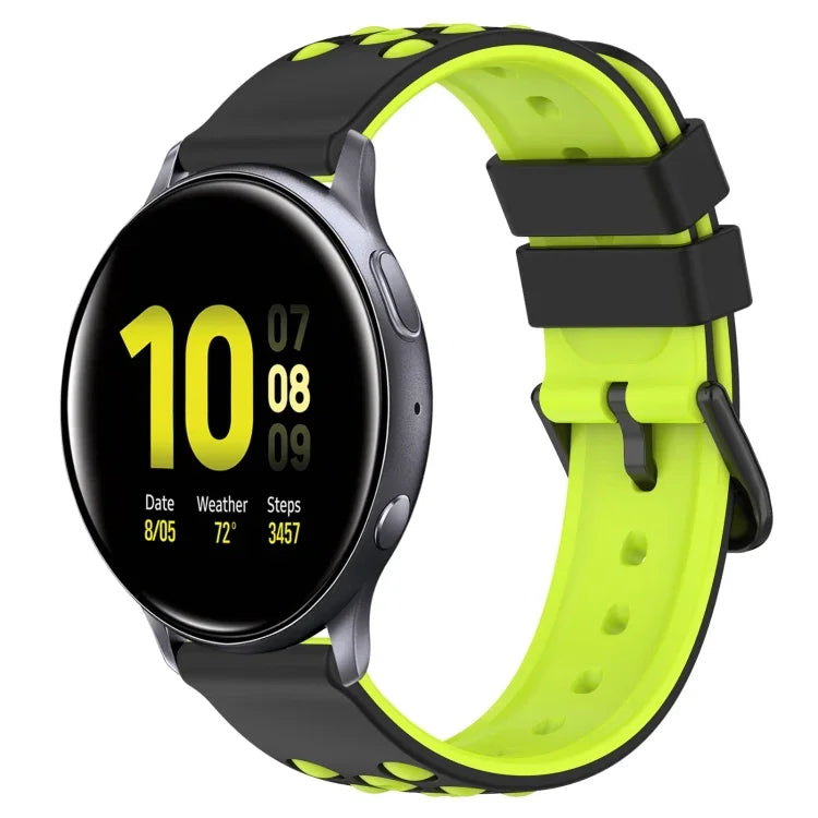 Dây đồng hồ silicone hai màu có lỗ thoáng 20mm, Dành cho Samsung Galaxy Watch Active2 44mm, Dành cho Samsung Galaxy Watch 42mm