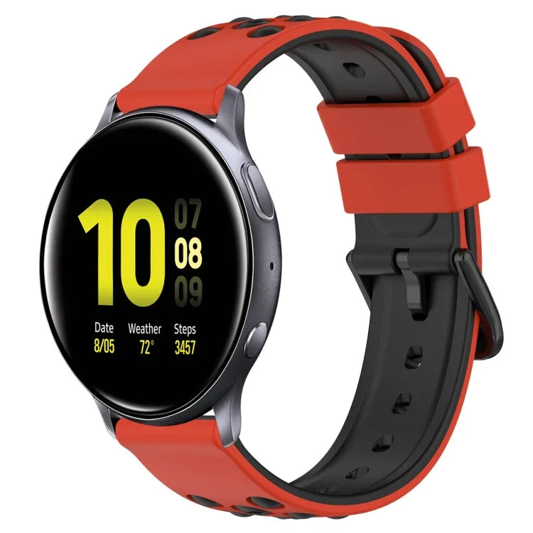 Dây đồng hồ silicone hai màu có lỗ thoáng 20mm, Dành cho Samsung Galaxy Watch Active2 44mm, Dành cho Samsung Galaxy Watch 42mm