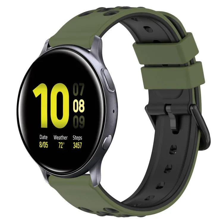 Dây đồng hồ silicone hai màu có lỗ thoáng 20mm, Dành cho Samsung Galaxy Watch Active2 44mm, Dành cho Samsung Galaxy Watch 42mm