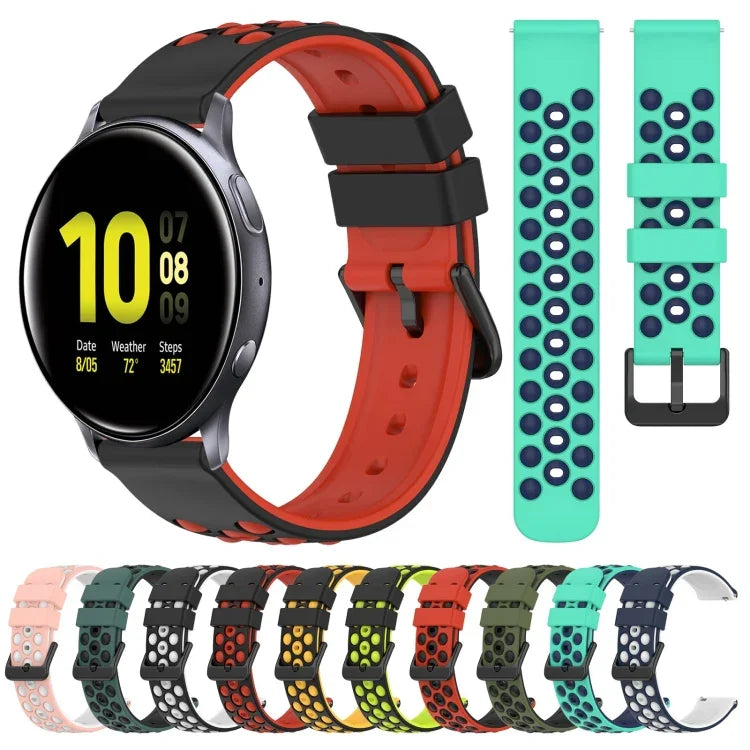 Dây đồng hồ silicone hai màu có lỗ thoáng 20mm, Dành cho Samsung Galaxy Watch Active2 44mm, Dành cho Samsung Galaxy Watch 42mm