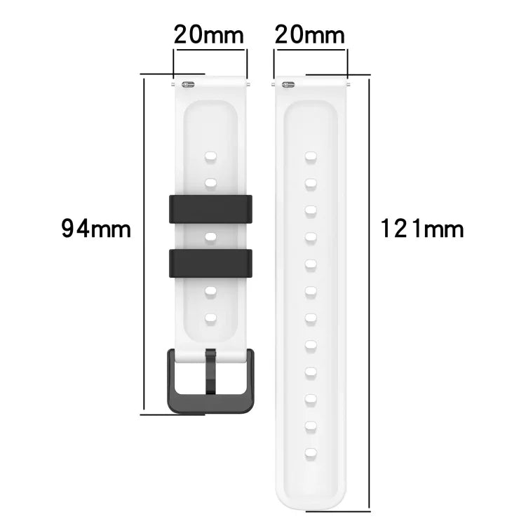 Dây đồng hồ silicone hai màu có lỗ thoáng 20mm, Dành cho Samsung Galaxy Watch Active2 44mm, Dành cho Samsung Galaxy Watch 42mm