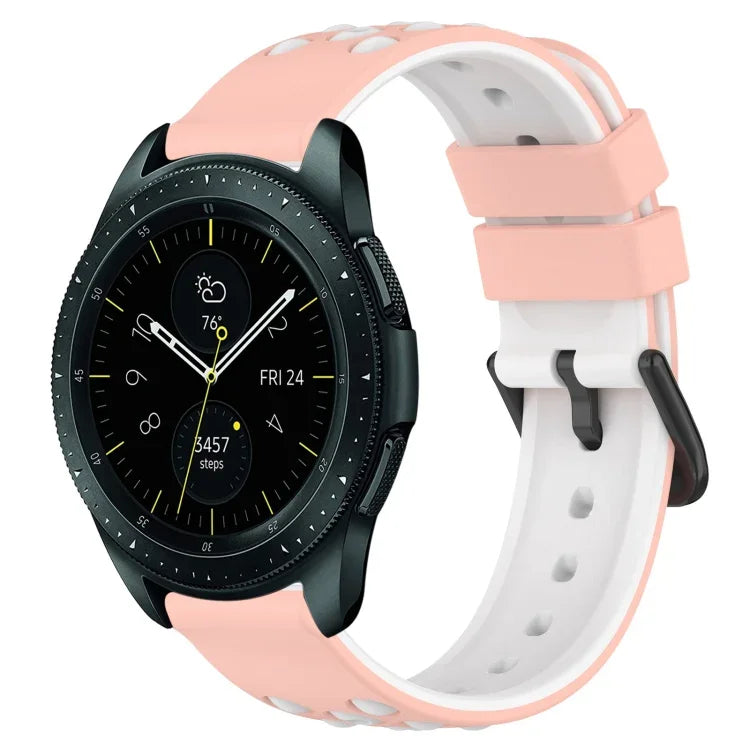 Dây đồng hồ silicone hai màu có lỗ thoáng 20mm, Dành cho Samsung Galaxy Watch Active2 44mm, Dành cho Samsung Galaxy Watch 42mm