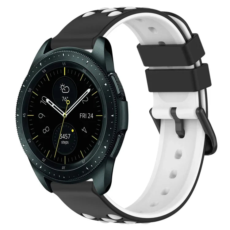 Dây đồng hồ silicone hai màu có lỗ thoáng 20mm, Dành cho Samsung Galaxy Watch Active2 44mm, Dành cho Samsung Galaxy Watch 42mm