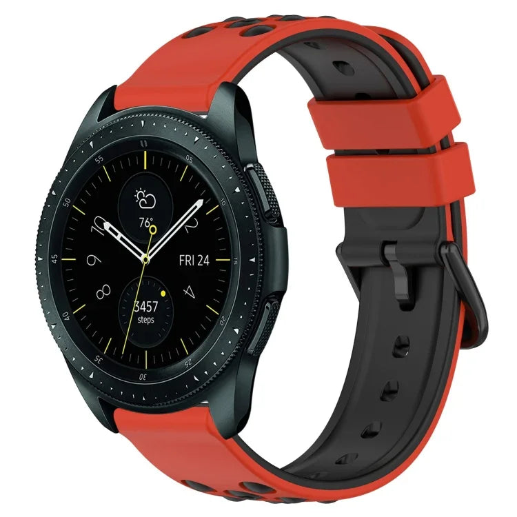 Dây đồng hồ silicone hai màu có lỗ thoáng 20mm, Dành cho Samsung Galaxy Watch Active2 44mm, Dành cho Samsung Galaxy Watch 42mm