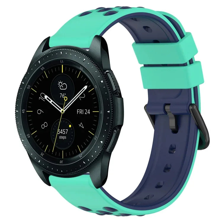 Dây đồng hồ silicone hai màu có lỗ thoáng 20mm, Dành cho Samsung Galaxy Watch Active2 44mm, Dành cho Samsung Galaxy Watch 42mm