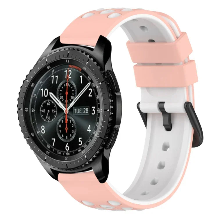 Dây đồng hồ silicone hai màu có lỗ thoáng 22mm, Dành cho Samsung Galaxy Watch3 45mm, Dành cho Samsung Galaxy Watch 46mm, Dành cho Samsung Gear S3 Classic, Dành cho Samsung Gear S3 Frontier