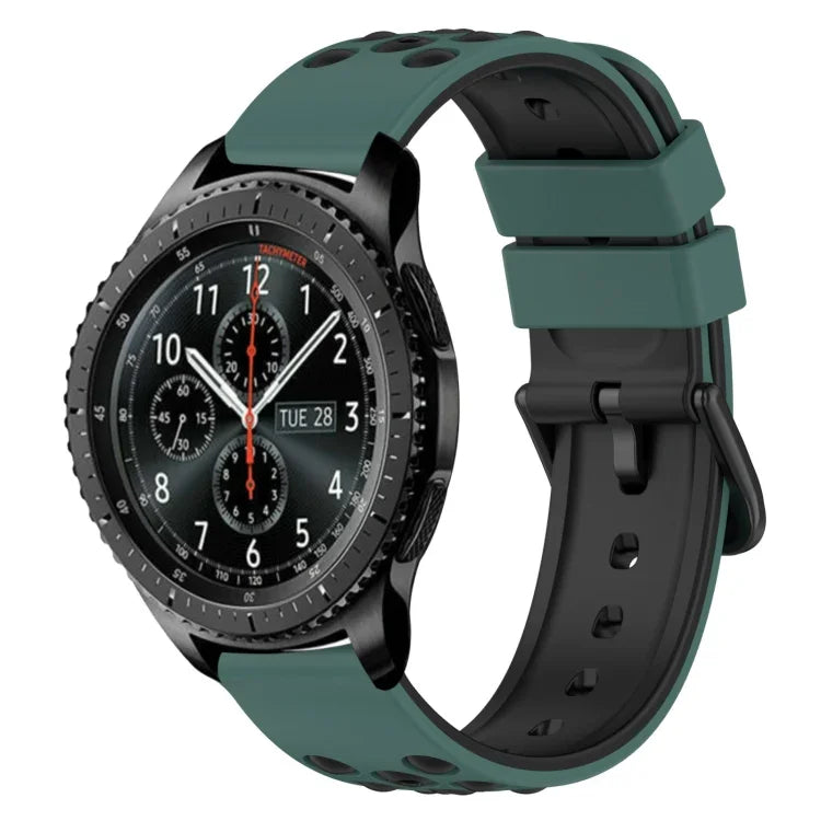 Dây đồng hồ silicone hai màu có lỗ thoáng 22mm, Dành cho Samsung Galaxy Watch3 45mm, Dành cho Samsung Galaxy Watch 46mm, Dành cho Samsung Gear S3 Classic, Dành cho Samsung Gear S3 Frontier