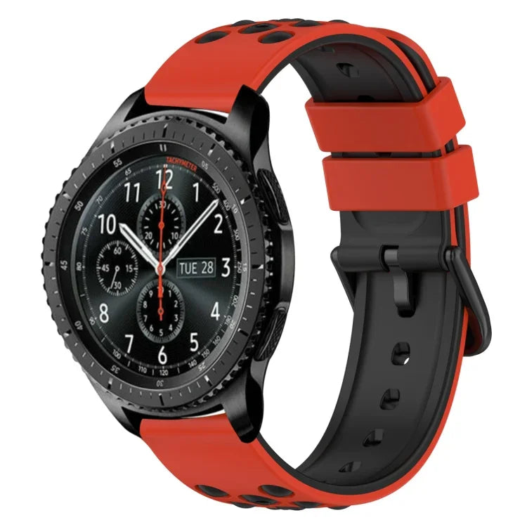 Dây đồng hồ silicone hai màu có lỗ thoáng 22mm, Dành cho Samsung Galaxy Watch3 45mm, Dành cho Samsung Galaxy Watch 46mm, Dành cho Samsung Gear S3 Classic, Dành cho Samsung Gear S3 Frontier