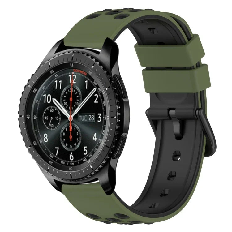 Dây đồng hồ silicone hai màu có lỗ thoáng 22mm, Dành cho Samsung Galaxy Watch3 45mm, Dành cho Samsung Galaxy Watch 46mm, Dành cho Samsung Gear S3 Classic, Dành cho Samsung Gear S3 Frontier