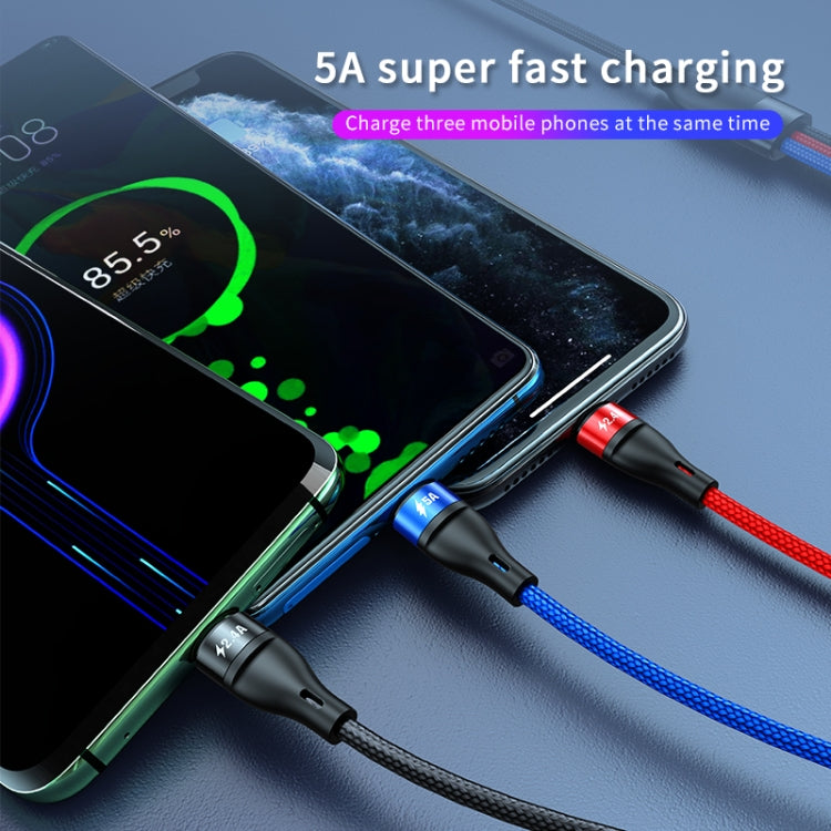 USB to Micro USB + USB-C / Type-C + 8 Pin Fast Charging Cable