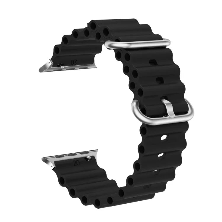 Dây đồng hồ silicone đầu kim loại Ocean, Dành cho Apple Watch Ultra 49mm / Series 8&7 45mm, Dành cho Apple Watch Series 8&7 41mm / SE 2&6&SE&5&4 40mm / 3&2&1 38mm